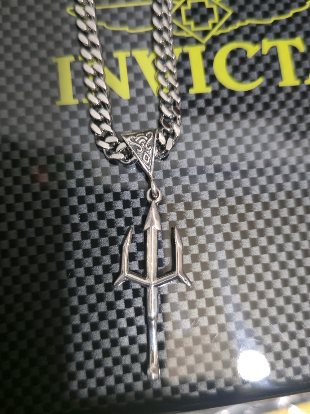 Vintage Taxco Sterling Silver Trident Pendant Necklace